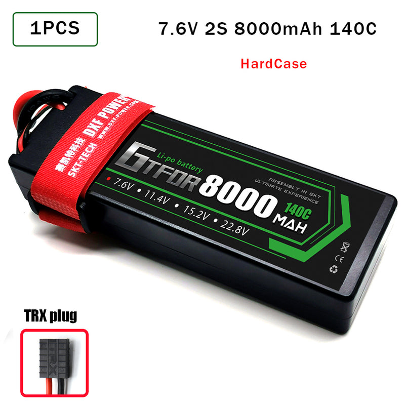 (CN)GTFDR 2S Lipo Battery 8000mAh 7.6V 140C Hardcase EC5 Plug for RC Buggy Truggy 1/10 Scale Racing Helicopters RC Car Boats