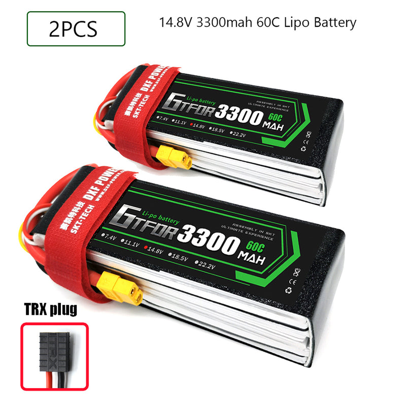 (CN)GTFDR 4S Lipo Battery 14.8V 60C 3300mAh Soft Case Battery with EC5 XT90 Connector for Car Truck Tank RC Buggy Truggy Racing Hobby