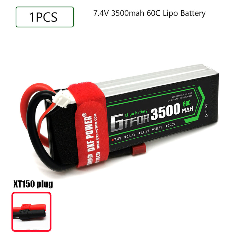 (CN)GTFDR 2S Lipo Battery 7.4V 60C 3500mAh Soft Case Battery with EC5 XT90 Connector for Car Truck Tank RC Buggy Truggy Racing Hobby