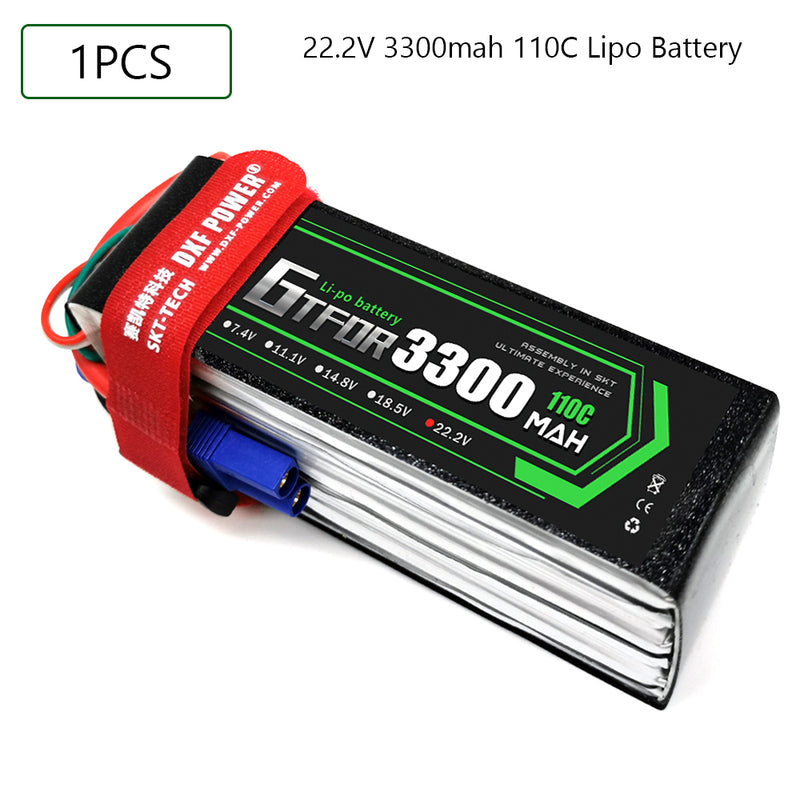 (CN)GTFDR 6S Lipo Battery 22.2V 110C 3300mAh Soft Case Battery with EC5 XT90 Connector for Car Truck Tank RC Buggy Truggy Racing Hobby