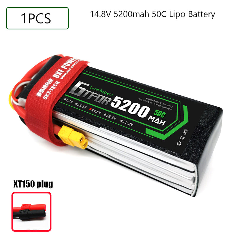 (CN)GTFDR 4S Lipo Battery 14.8V 50C 5200mAh Soft Case Battery with EC5 XT90 Connector for Car Truck Tank RC Buggy Truggy Racing Hobby