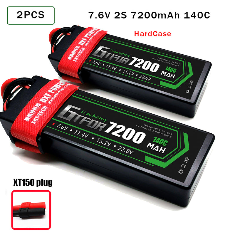 (CN)GTFDR 2S Lipo Battery 7200mAh 7.6V 140C Hardcase EC5 Plug for RC Buggy Truggy 1/10 Scale Racing Helicopters RC Car Boats