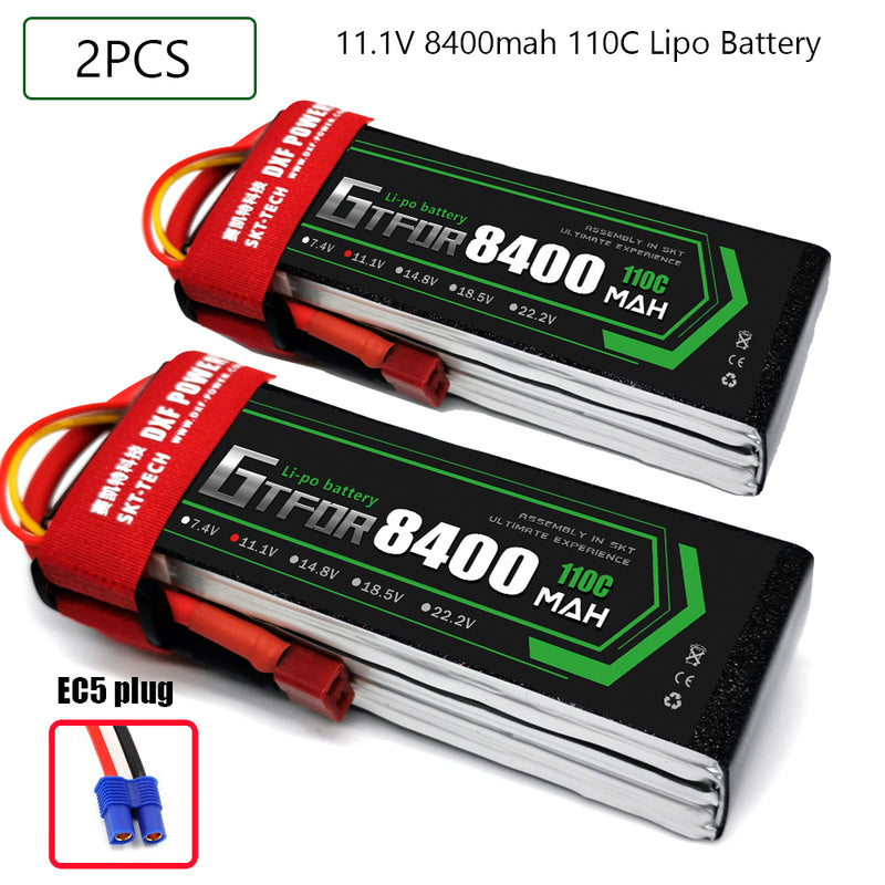 (CN)GTFDR 2S Lipo Battery 7.4V 110C 8400mAh Soft Case Battery with EC5 XT90 Connector for Car Truck Tank RC Buggy Truggy Racing Hobby