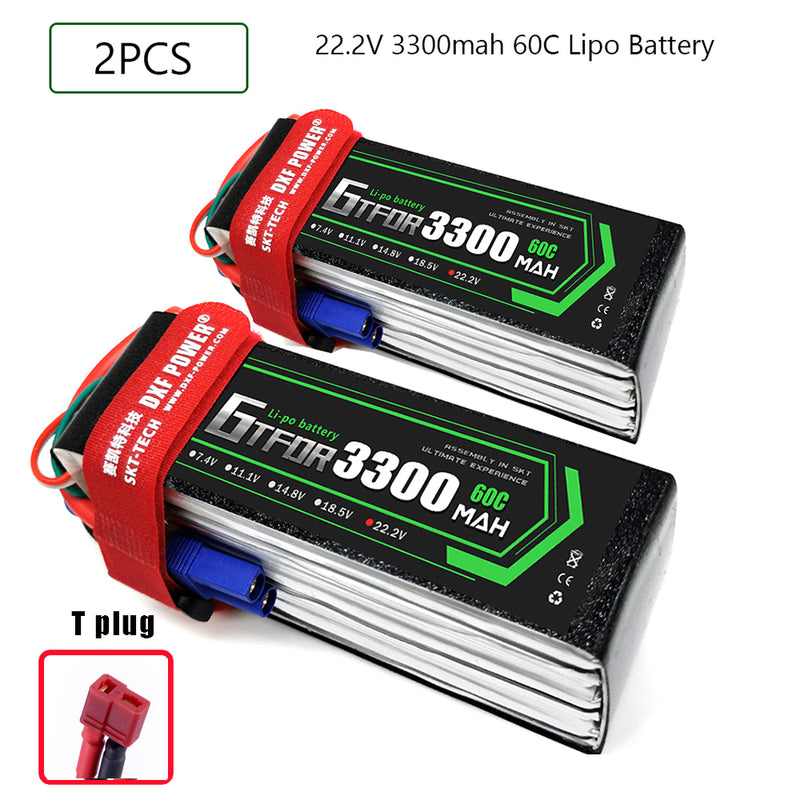 (CN)GTFDR 6S Lipo Battery 22.2V 60C 3300mAh Soft Case Battery with EC5 XT90 Connector for Car Truck Tank RC Buggy Truggy Racing Hobby