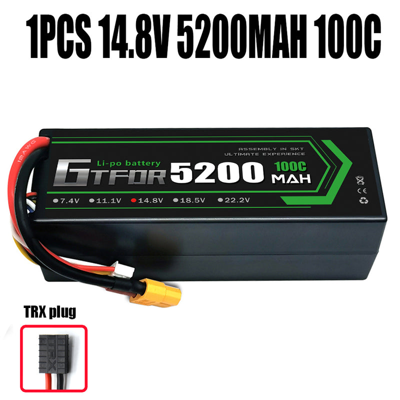 (CN)GTFDR 4S Lipo Battery 5200mAh 14.8V 100C Hardcase EC5 Plug for RC Buggy Truggy 1/10 Scale Racing Helicopters RC Car Boats