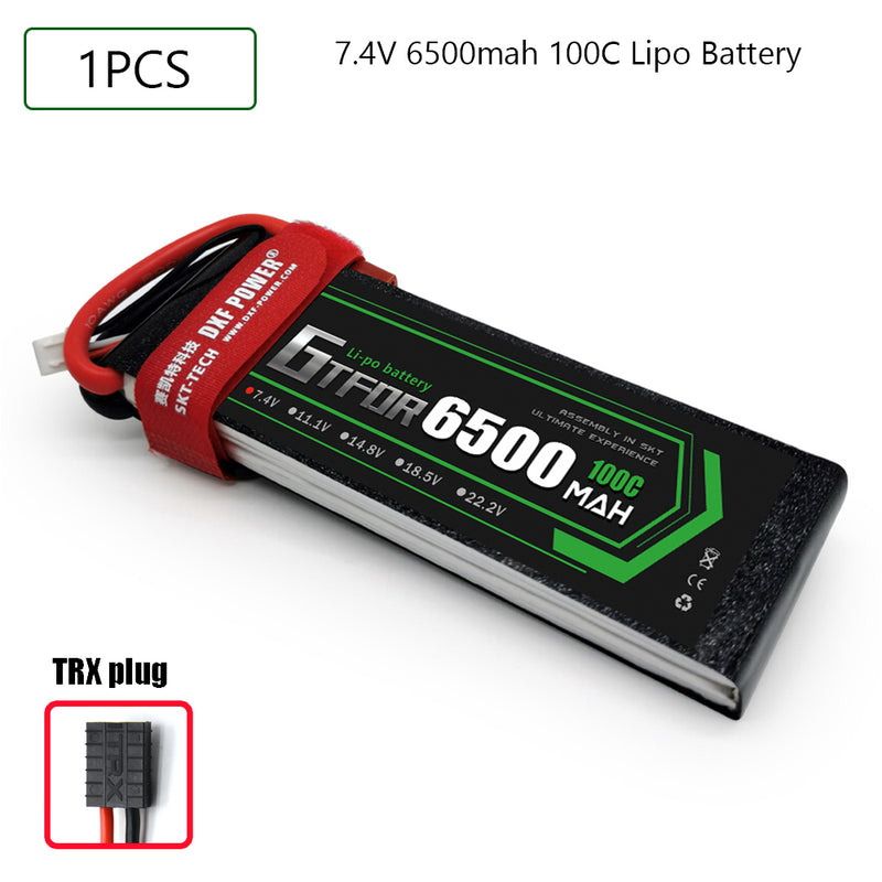 (CN)GTFDR 2S Lipo Battery 7.4V 100C 6500mAh Soft Case Battery with EC5 XT90 Connector for Car Truck Tank RC Buggy Truggy Racing Hobby