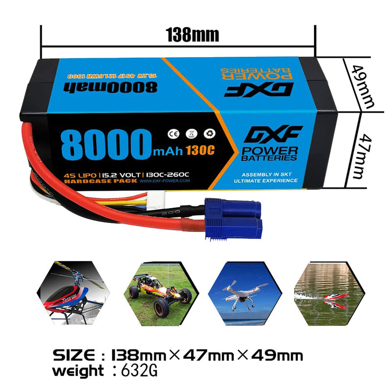 (FR)DXF Lipo Battery 4S 15.2V 8000mAh 130C/260C HardCase Lipo Battery for RC HPI HSP 1/8 1/10 Buggy RC Car Truck