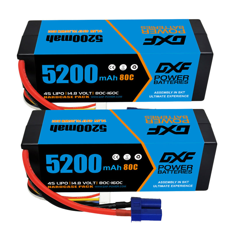 (ES)DXF Lipo Battery 4S 14.8V 5200MAH 80C  lipo Hardcase with  EC5 Plug for Rc 1/8 1/10 Buggy Truck Car Off-Road Drone