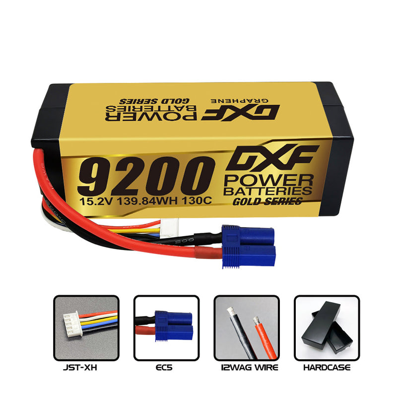 (PL)DXF High Voltage 4S 9200 mAh 15,2 V 130C Batteria Lipo ad Alta Capacità Hardcase con XT90 Spina per 1:8 Scala RC Auto, Multi-Rotore RC Aeroplano, RC Elicottero, RC Barca