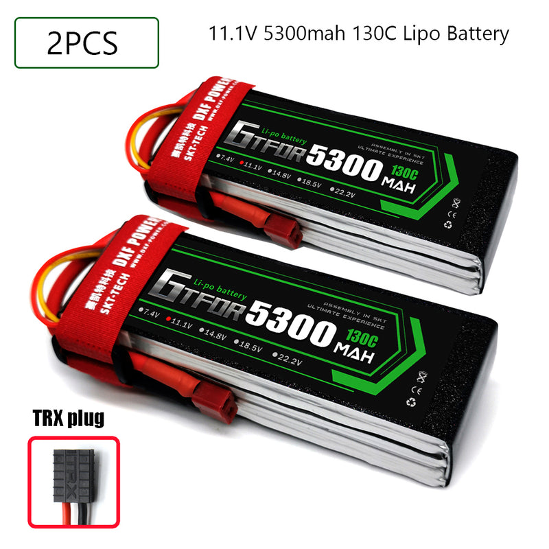 (CN) GTFDR 3S Lipo Battery 11.1V 130C  5300mAh Soft Case Battery with EC5 XT90 Connector for Car Truck Tank RC Buggy Truggy Racing Hobby