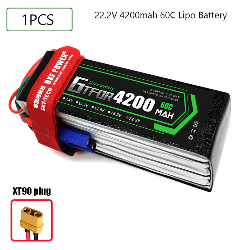 (CN)GTFDR 6S Lipo Battery 22.2V 60C 4200mAh Soft Case Battery with EC5 XT90 Connector for Car Truck Tank RC Buggy Truggy Racing Hobby