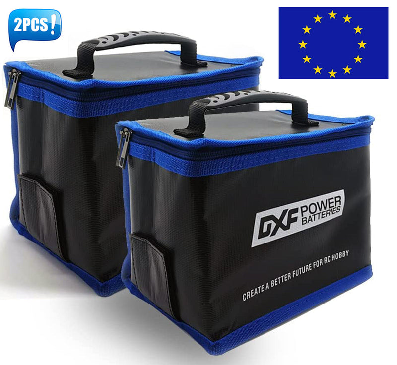 (GE)DXF Feuerfeste, explosionsgeschützte, wasserdichte, sichere Lipo-Akku-Tasche für die Aufbewahrung von Lipo-Akkus, zum Aufladen, feuer- und wasserbeständig, äußerst stabiler Lipo-Akku-Schutz mit Doppelreißverschluss (2 Packungen) 