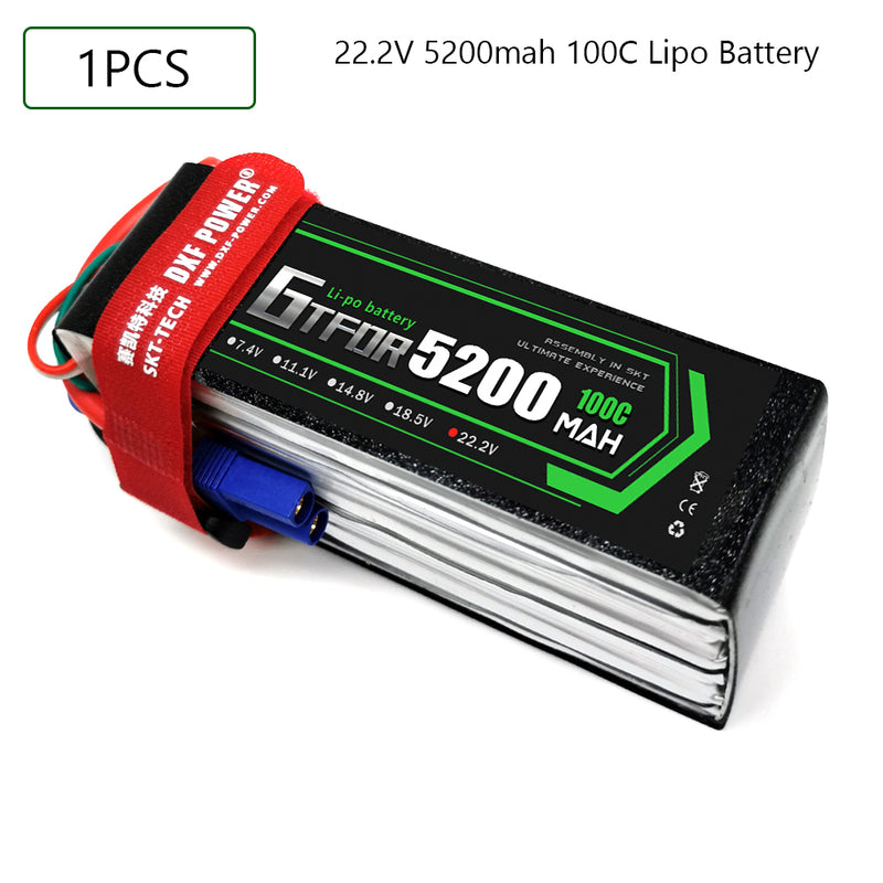 (CN)GTFDR 6S Lipo Battery 22.2V 100C 5200mAh Soft Case Battery with EC5 XT90 Connector for Car Truck Tank RC Buggy Truggy Racing Hobby