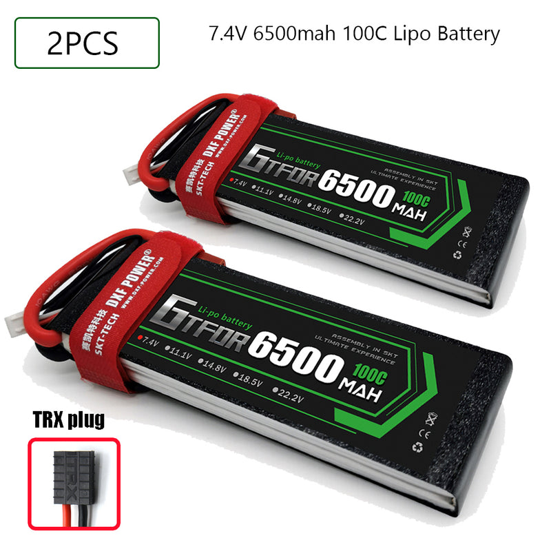 (CN)GTFDR 2S Lipo Battery 7.4V 100C 6500mAh Soft Case Battery with EC5 XT90 Connector for Car Truck Tank RC Buggy Truggy Racing Hobby