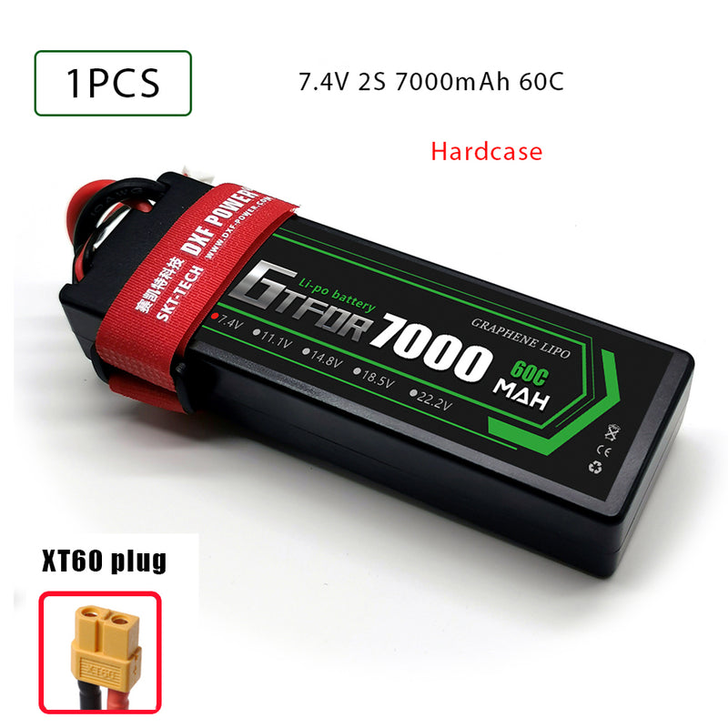 (CN)GTFDR 2S Lipo Battery 7000mAh 7.4V 60C Hardcase EC5 Plug for RC Buggy Truggy 1/10 Scale Racing Helicopters RC Car Boats