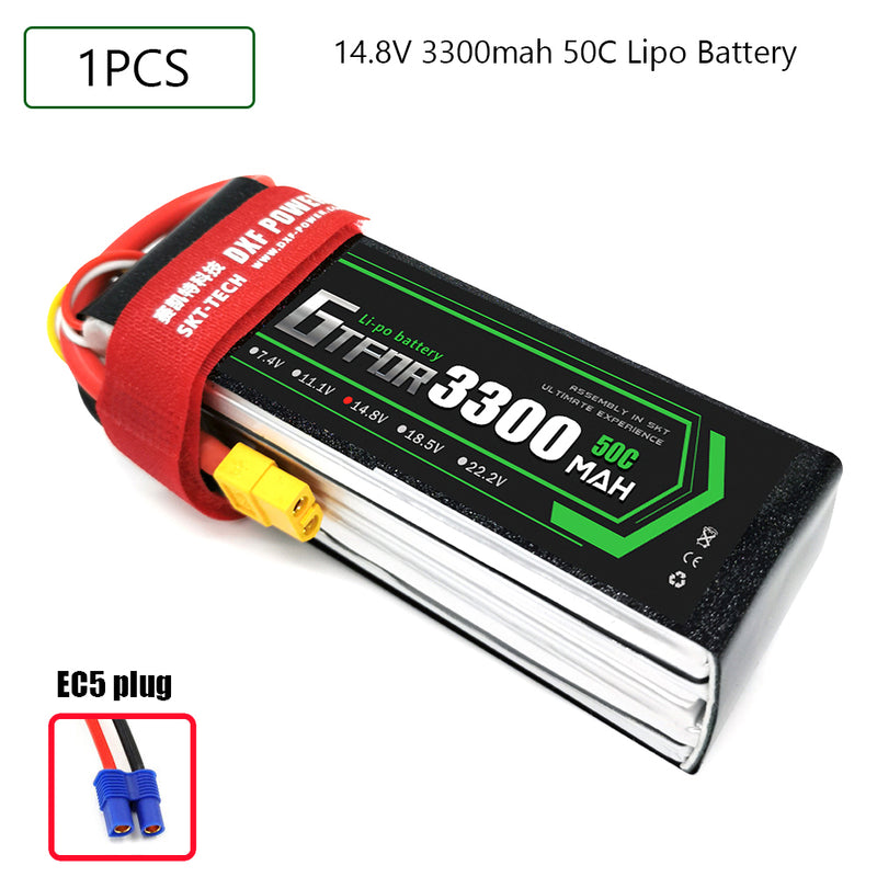 (CN)GTFDR  4S Lipo Battery 14.8V 50C 3300mAh Soft Case Battery with EC5 XT90 Connector for Car Truck Tank RC Buggy Truggy Racing Hobby