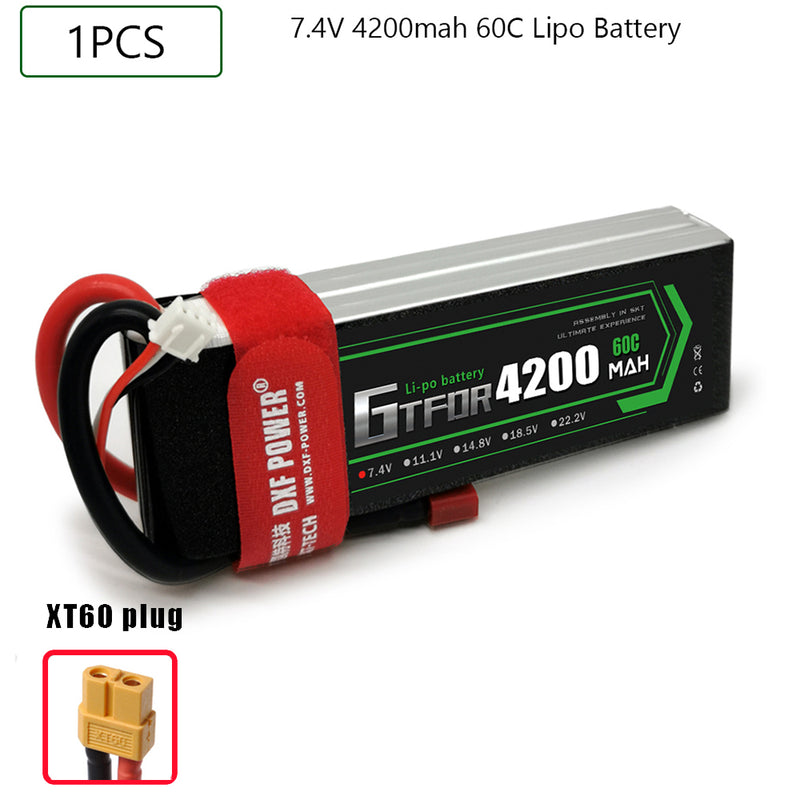 (CN)GTFDR 2S Lipo Battery 7.4V 60C 4200mAh Soft Case Battery with EC5 XT90 Connector for Car Truck Tank RC Buggy Truggy Racing Hobby