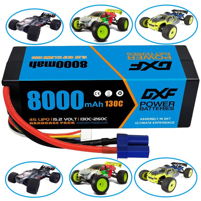 (UK)DXF Lipo Akku 4S 15,2V 8000mAh 130C/260C HardCase Lipo Akku für RC HPI HSP 1/8 1/10 Buggy RC Car Truck 