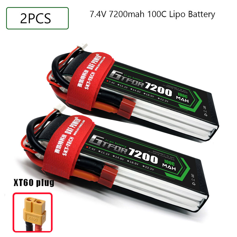 (CN)GTFDR 2S Lipo Battery 7.4V 100C7200mAh Soft Case Battery with EC5 XT90 Connector for Car Truck Tank RC Buggy Truggy Racing Hobby