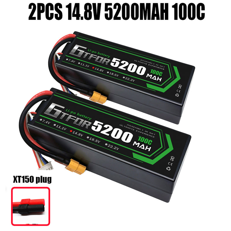 (CN)GTFDR 4S Lipo Battery 5200mAh 14.8V 100C Hardcase EC5 Plug for RC Buggy Truggy 1/10 Scale Racing Helicopters RC Car Boats