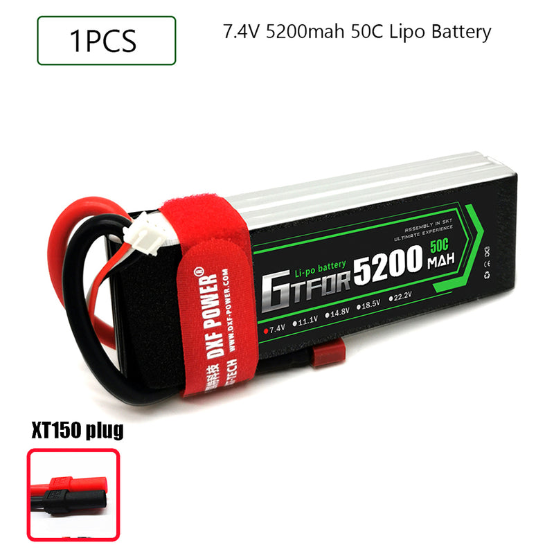 (CN)GTFDR 2S Lipo Battery 7.4V 50C 5200mAh Soft Case Battery with EC5 XT90 Connector for Car Truck Tank RC Buggy Truggy Racing Hobby