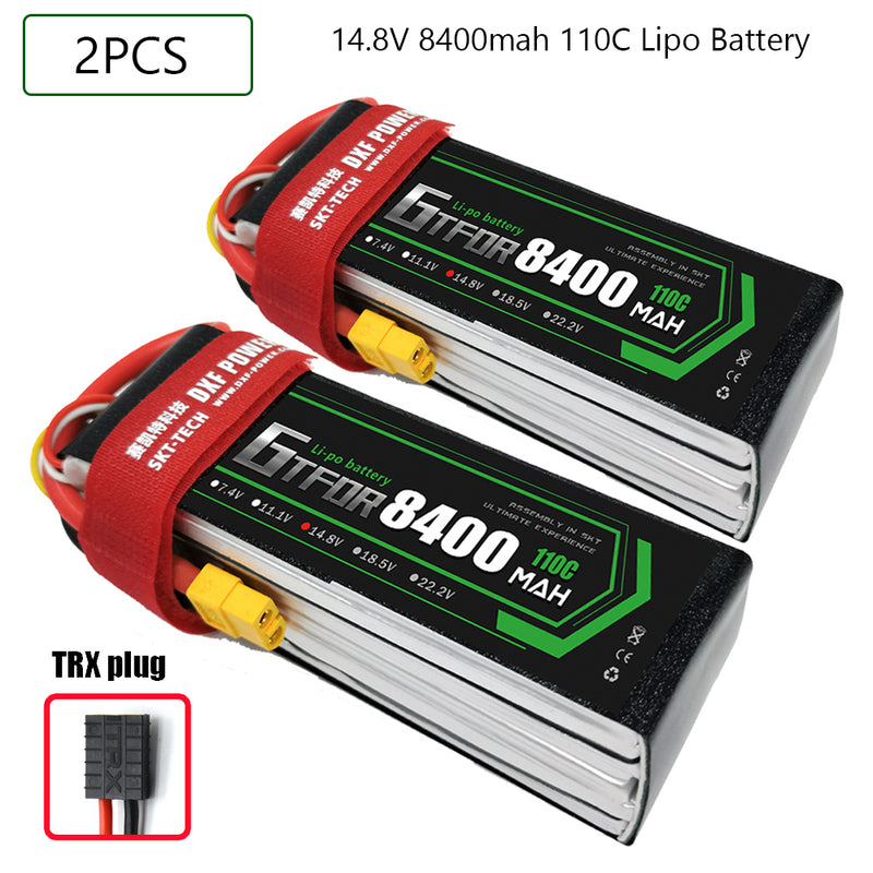 (CN)GTFDR 4S Lipo Battery 14.8V 110C 8400mAh Soft Case Battery with EC5 XT90 Connector for Car Truck Tank RC Buggy Truggy Racing Hobby