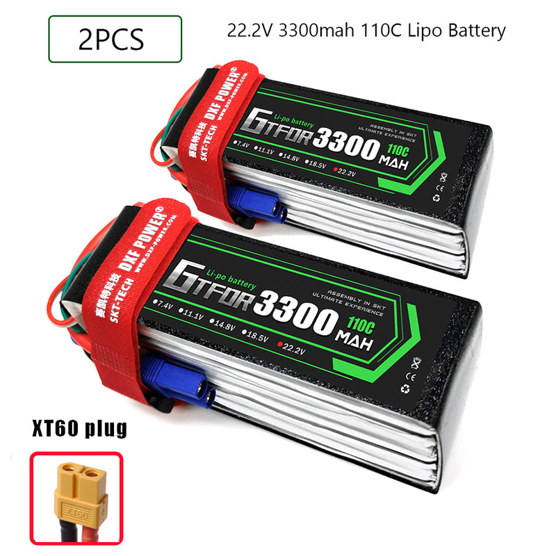 (CN)GTFDR 6S Lipo Battery 22.2V 110C 3300mAh Soft Case Battery with EC5 XT90 Connector for Car Truck Tank RC Buggy Truggy Racing Hobby