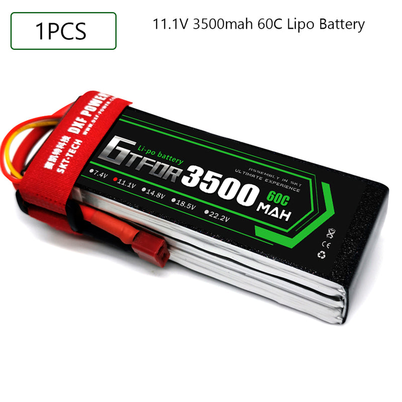 (CN)GTFDR 3S Lipo Battery 11.1V 60C 3500mAh Soft Case Battery with EC5 XT90 Connector for Car Truck Tank RC Buggy Truggy Racing Hobby