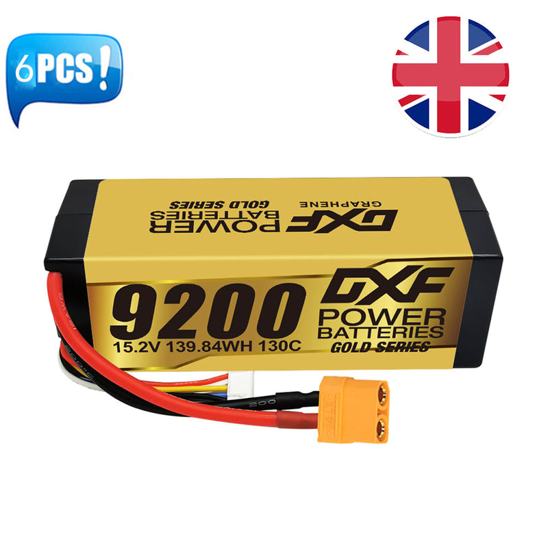 (UK)DXF High Voltage 4S 9200 mAh 15,2 V 130C Batteria Lipo ad Alta Capacità Hardcase con XT90 Spina per 1:8 Scala RC Auto, Multi-Rotore RC Aeroplano, RC Elicottero, RC Barca