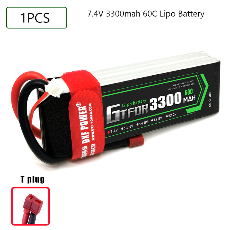 (CN)GTFDR 2S Lipo Battery 7.4V 60C 3300mAh Soft Case Battery with EC5 XT90 Connector for Car Truck Tank RC Buggy Truggy Racing Hobby