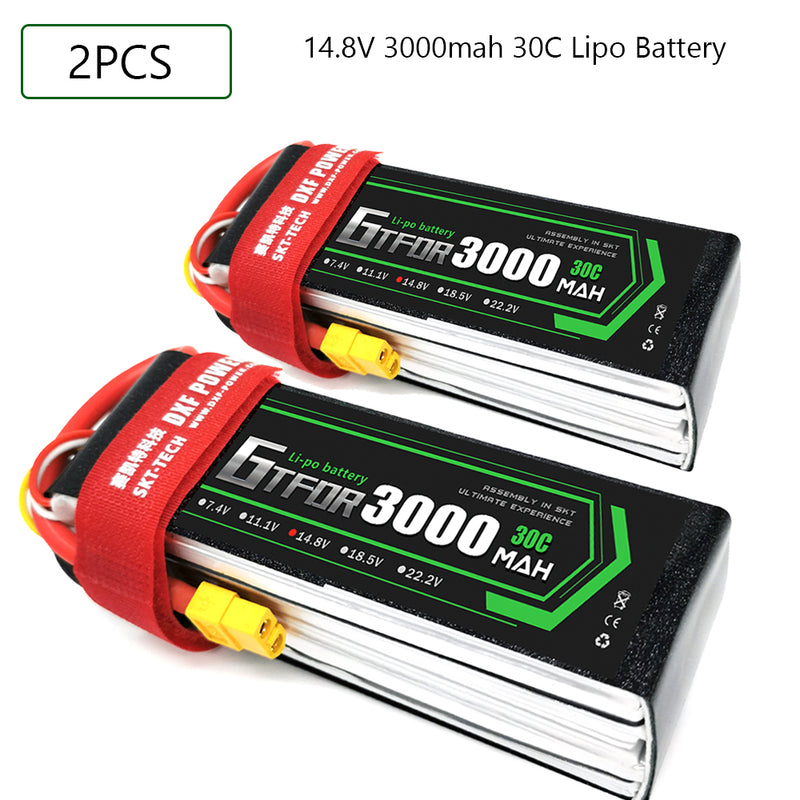 (CN)GTFDR 4S Lipo Battery 14.8V 30C 3000mAh Soft Case Battery with EC5 XT90 Connector for Car Truck Tank RC Buggy Truggy Racing Hobby