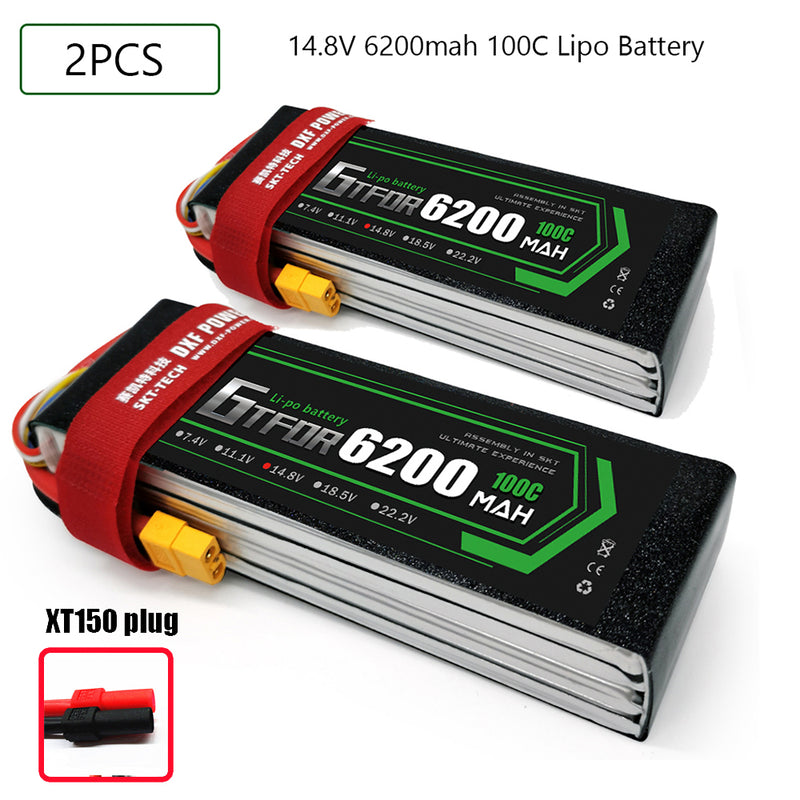 (CN)GTFDR 4S Lipo Battery 14.8V 100C 6200mAh Soft Case Battery with EC5 XT90 Connector for Car Truck Tank RC Buggy Truggy Racing Hobby