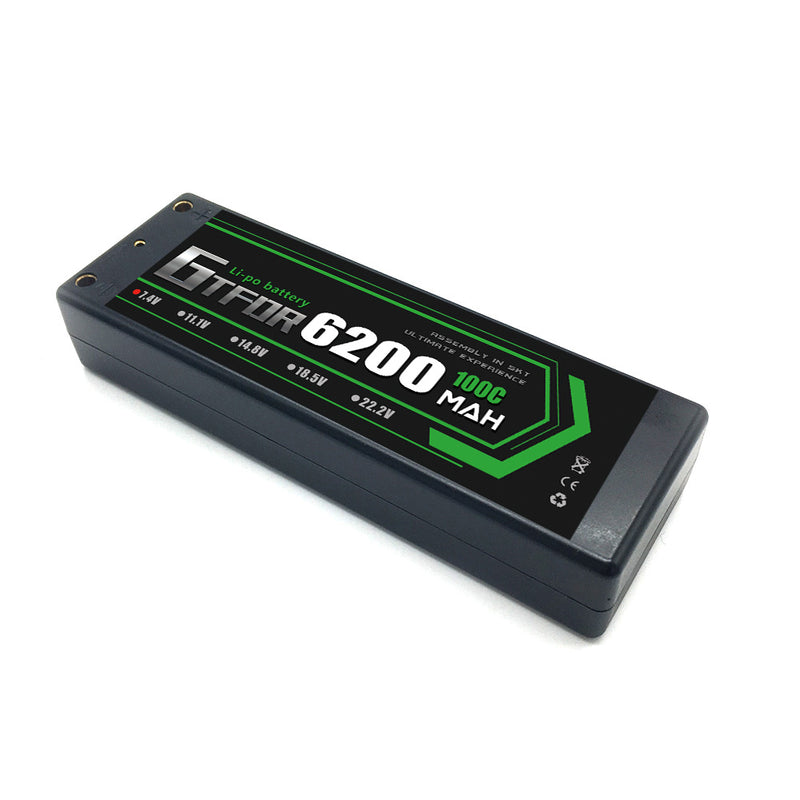 (CN)GTFDR 2S Lipo Battery 6200mAh 7.4V 100C 4mm Hardcase EC5 Plug for RC Buggy Truggy 1/10 Scale Racing Helicopters RC Car Boats