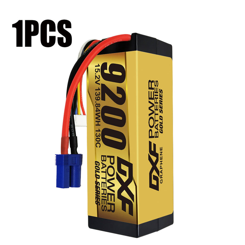 (PL)DXF High Voltage 4S 9200 mAh 15,2 V 130C Lipo-Akku mit hoher Kapazität im Hardcase mit XT90 Spin für 1:8 Scala RC Auto, Multi-Rotor RC Aeroplano, RC Elicottero, RC Barca 