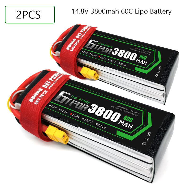 (CN)GTFDR 4S Lipo Battery 14.8V 60C 3800mAh Soft Case Battery with EC5 XT90 Connector for Car Truck Tank RC Buggy Truggy Racing Hobby