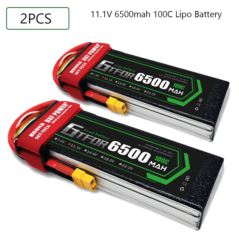 (CN)GTFDR 3S Lipo Battery 11.1V 100C 6500mAh Soft Case Battery with EC5 XT90 Connector for Car Truck Tank RC Buggy Truggy Racing Hobby