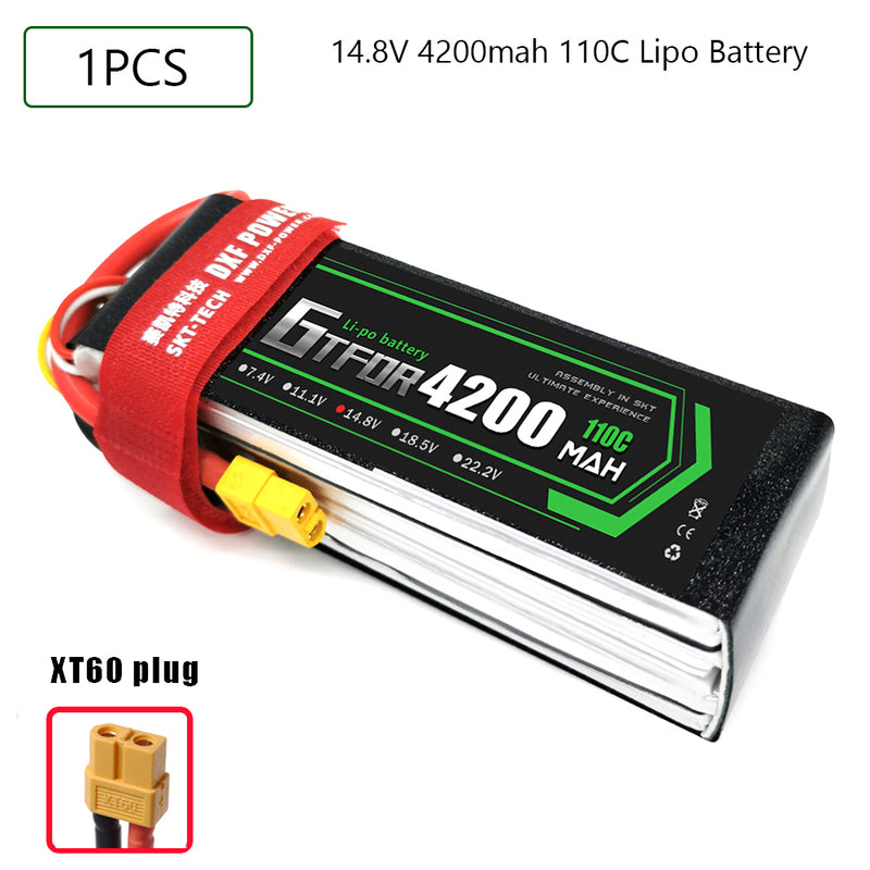 (CN)GTFDR 4S Lipo Battery 14.8V 110C 4200mAh Soft Case Battery with EC5 XT90 Connector for Car Truck Tank RC Buggy Truggy Racing Hobby