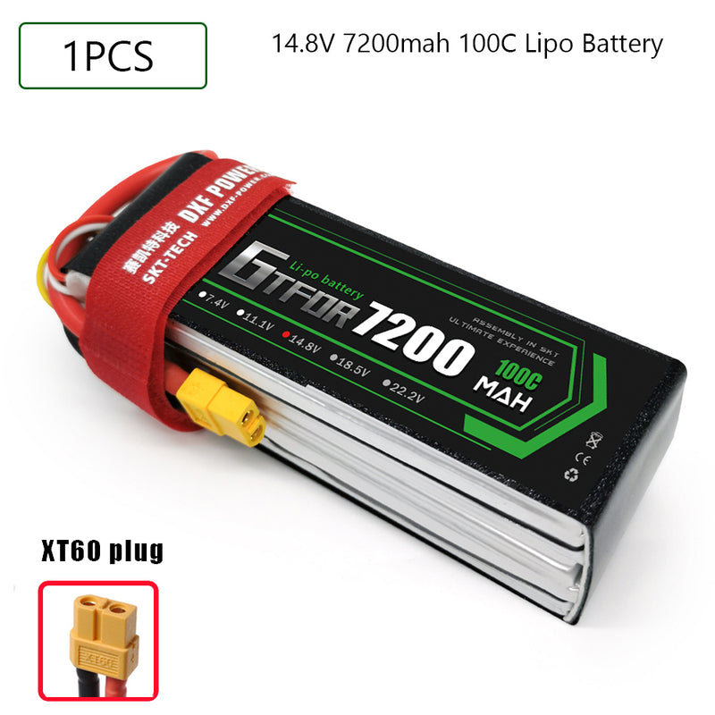 (CN)GTFDR 4S Lipo Battery 14.8V 100C7200mAh Soft Case Battery with EC5 XT90 Connector for Car Truck Tank RC Buggy Truggy Racing Hobby