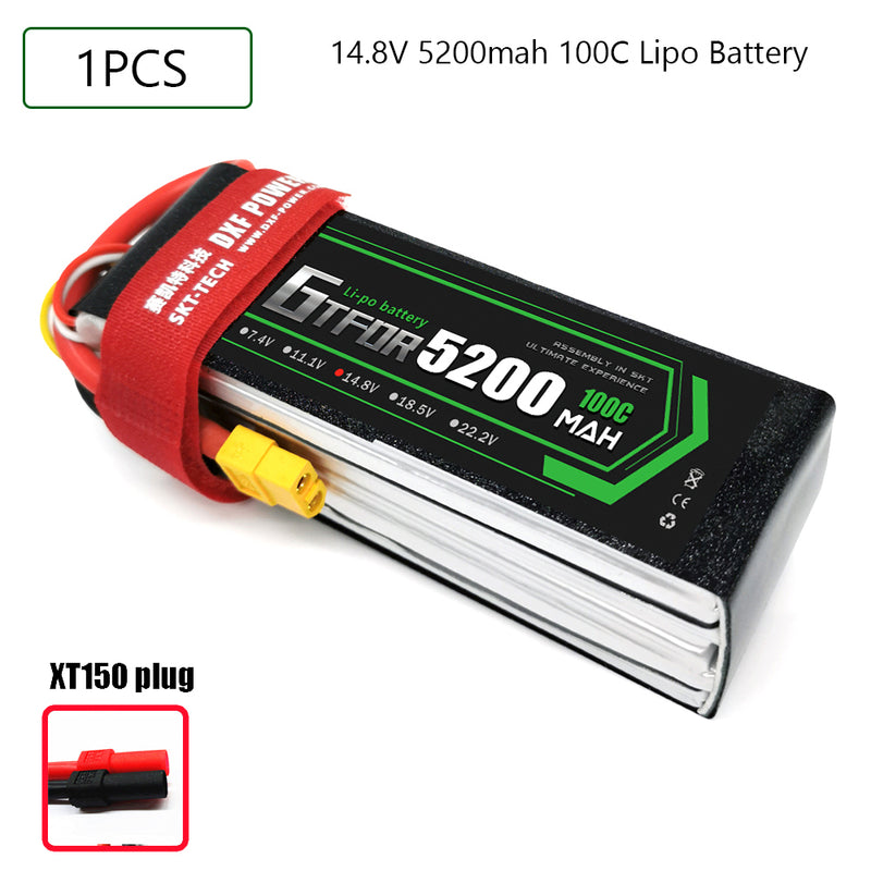 (CN)GTFDR 4S Lipo Battery 14.8V 100C 5200mAh Soft Case Battery with EC5 XT90 Connector for Car Truck Tank RC Buggy Truggy Racing Hobby