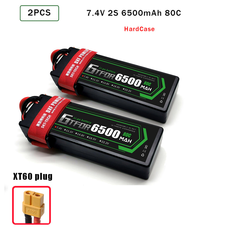 (CN)GTFDR 2S Lipo Battery 6500mAh 7.4V 80C Hardcase EC5 Plug for RC Buggy Truggy 1/10 Scale Racing Helicopters RC Car Boats