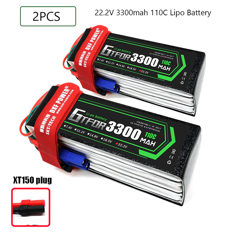 (CN)GTFDR 6S Lipo Battery 22.2V 110C 3300mAh Soft Case Battery with EC5 XT90 Connector for Car Truck Tank RC Buggy Truggy Racing Hobby