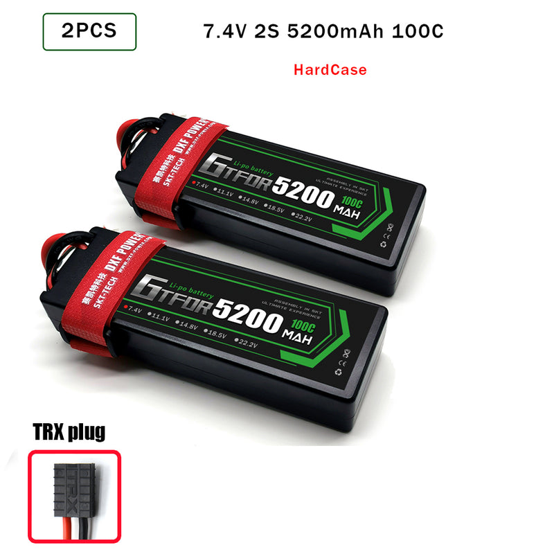 (CN) GTFDR 2S 7.4V Lipo Battery 100C 5200mAh for RC 1/10 1/8 Vehicles Car Truck Tank Truggy Competition Racing Hobby