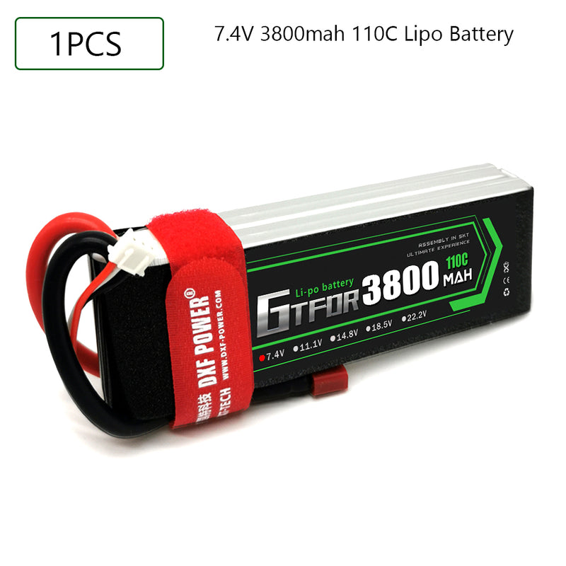 (CN)GTFDR 2S Lipo Battery 7.4V 110C 3800mAh Soft Case Battery with EC5 XT90 Connector for Car Truck Tank RC Buggy Truggy Racing Hobby