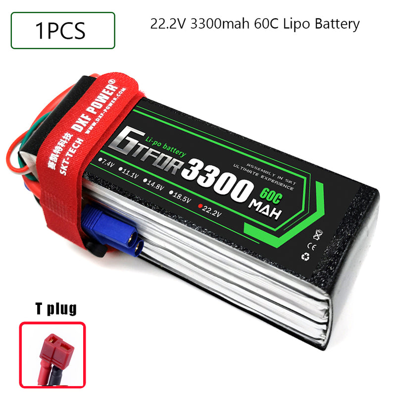 (CN)GTFDR 6S Lipo Battery 22.2V 60C 3300mAh Soft Case Battery with EC5 XT90 Connector for Car Truck Tank RC Buggy Truggy Racing Hobby