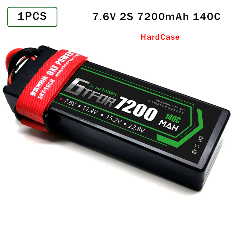 (CN)GTFDR 2S Lipo Battery 7200mAh 7.6V 140C Hardcase EC5 Plug for RC Buggy Truggy 1/10 Scale Racing Helicopters RC Car Boats