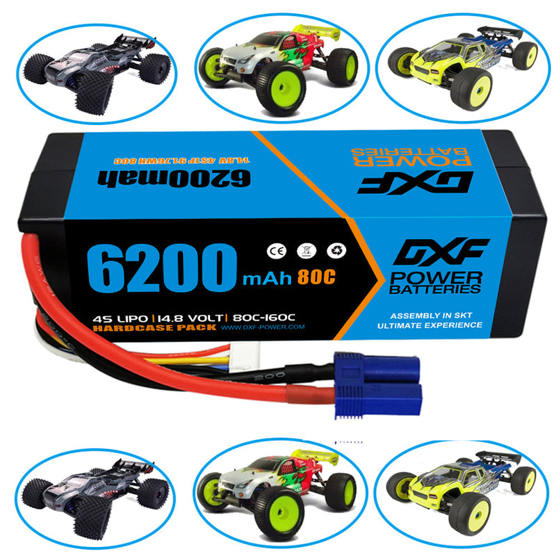 (USA)DXF Lipo-Akku 4S 14,8 V 6200 mAh 80C/160C HardCase Lipo-Akku für RC HPI HSP 1/8 1/10 Buggy RC Car Truck