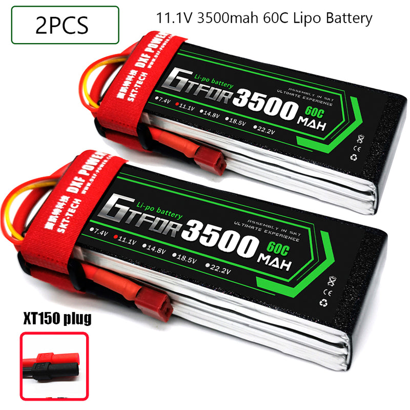 (CN)GTFDR 3S Lipo Battery 11.1V 60C 3500mAh Soft Case Battery with EC5 XT90 Connector for Car Truck Tank RC Buggy Truggy Racing Hobby