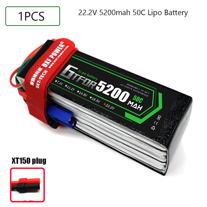 (CN)GTFDR 6S Lipo Battery 22.2V 50C 5200mAh Soft Case Battery with EC5 XT90 Connector for Car Truck Tank RC Buggy Truggy Racing Hobby