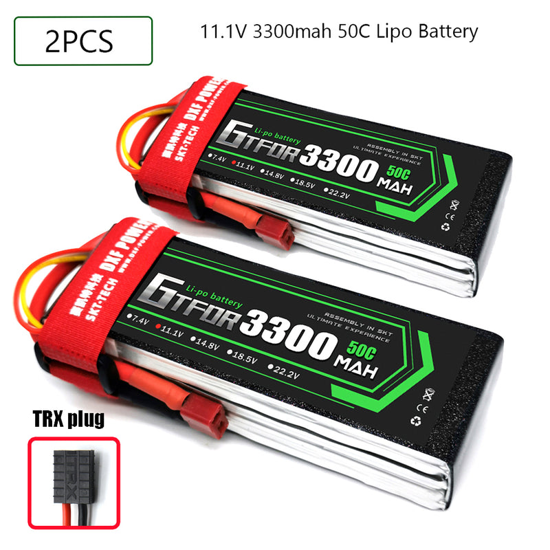 (CN)GTFDR 3S Lipo Battery 11.1V 50C 3300mAh Soft Case Battery with EC5 XT90 Connector for Car Truck Tank RC Buggy Truggy Racing Hobby