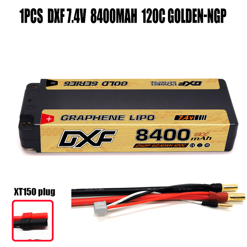 (CN)DXF 5mm 2S 8400mAh 7.4V 120C GOLDEN-NGP Batteria Lipo ad Alta Capacità Hardcase con XT90 Spina per 1:8 Scala RC Auto, Multi-Rotore RC Aeroplano, RC Elicottero, RC Barca